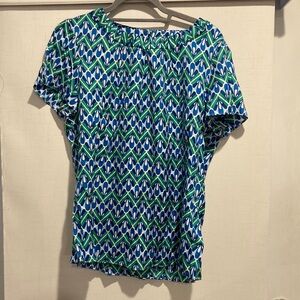 Boden Blue and Green Geometric Shirt - Size 10